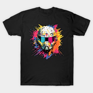 Man With Helmet Video Game Character Futuristic Warrior Portrait  Abstract T-Shirt